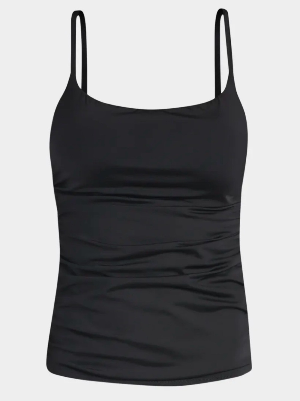 La Blanca Black Ruched Goddess Cami Tankini Swim Top size 6 NWT